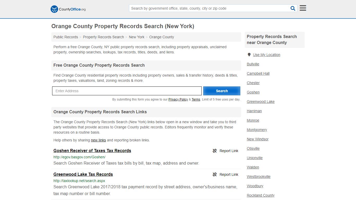 Property Records Search - Orange County, NY (Assessments ...